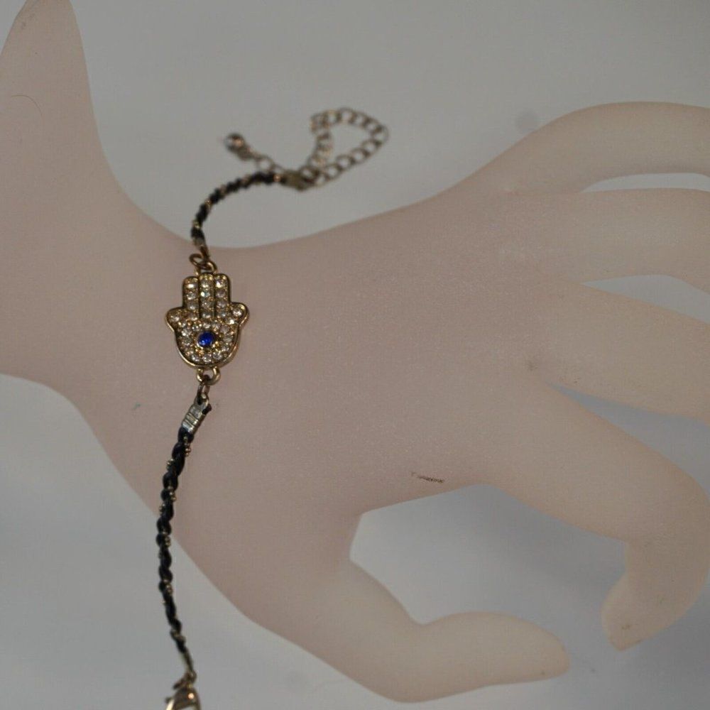 Hamsa Hand Braded Bracelet With Blue Evil Eye Protection Charm